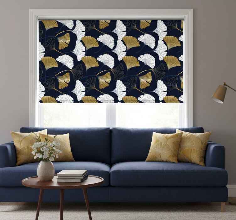 Rullegardin stue med pregede ginkgo-blader - Tenstickers