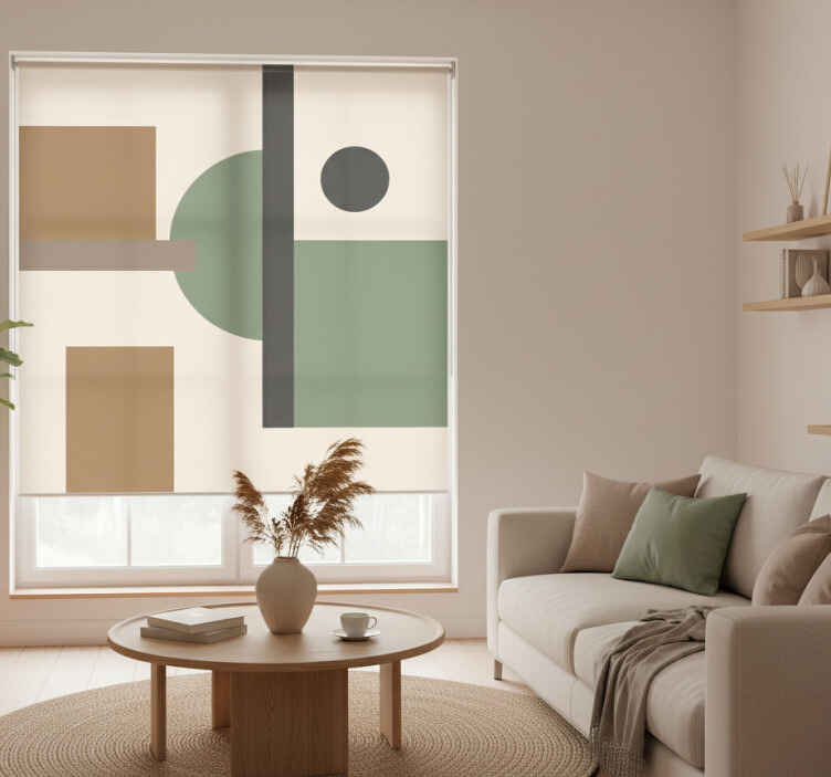 Rullegardin stue naturlige farger geometrisk kunst - Tenstickers
