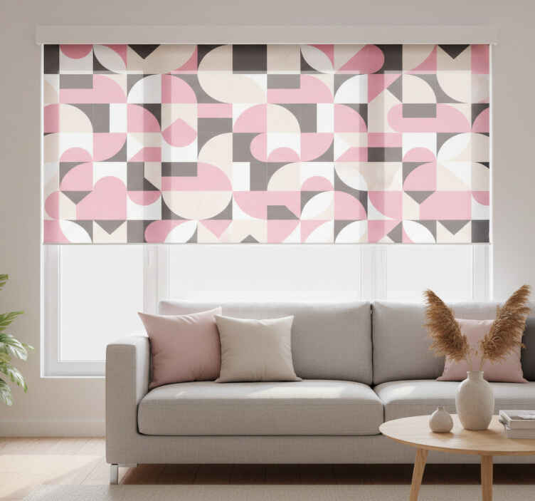 Rullegardin stue rosa geometriske nordiske figurer - Tenstickers