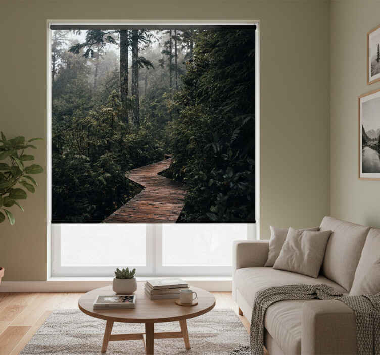 Estore de rolo para sala caminho da natureza na floresta - TenStickers