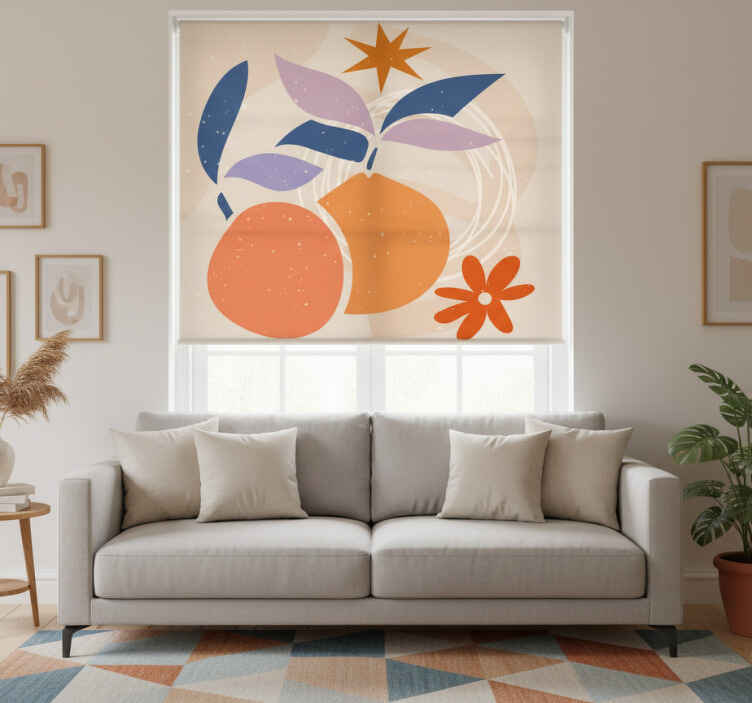 Rullegardin stue minimalistisk abstrakt design med frukt - Tenstickers