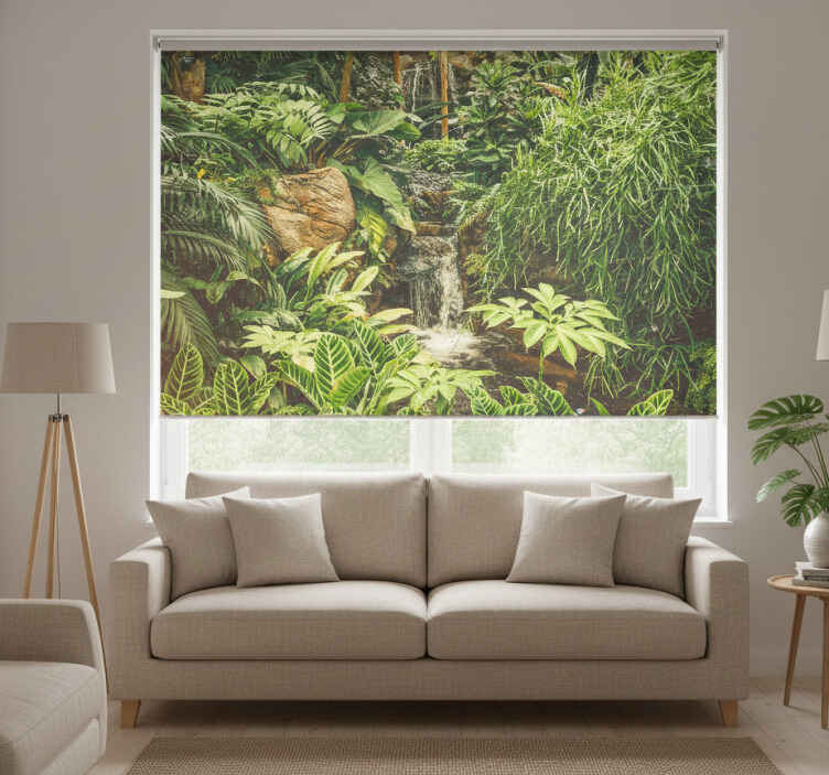 Estore de rolo para sala floresta tropical verde linda - TenStickers