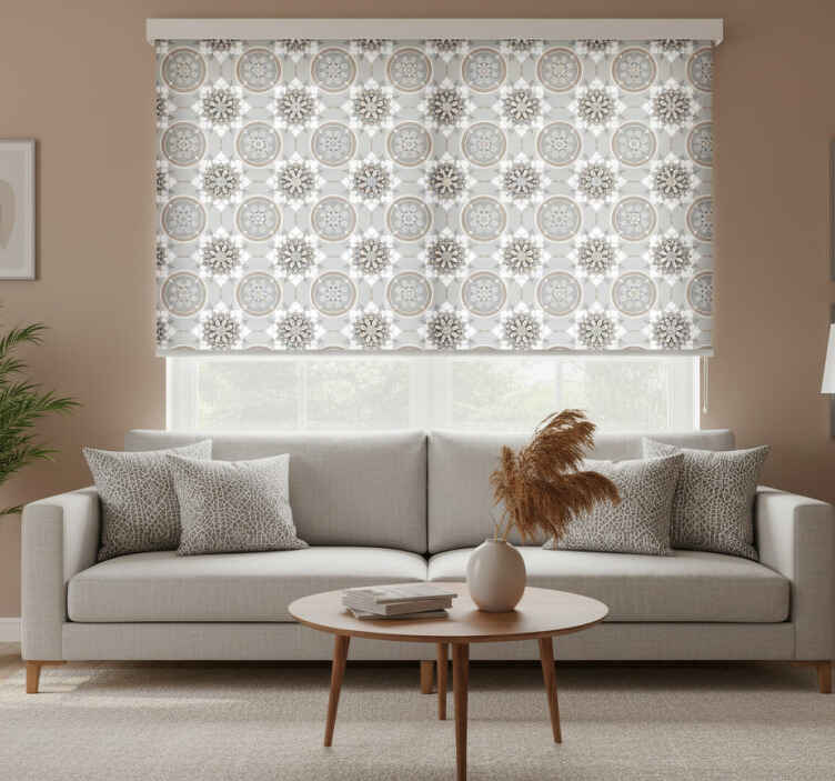 Store enrouleur gris carreau fleuri au sol - TenStickers