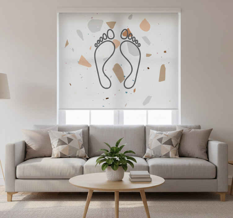 White window blind with terrazzo footprints - TenStickers