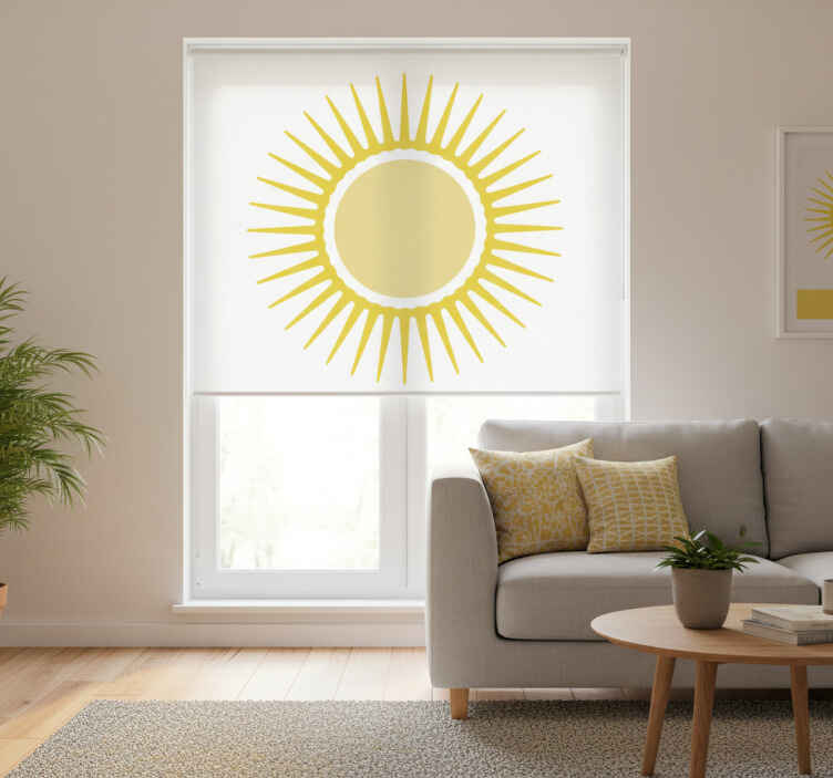 White window blind with yellow sun design - TenStickers