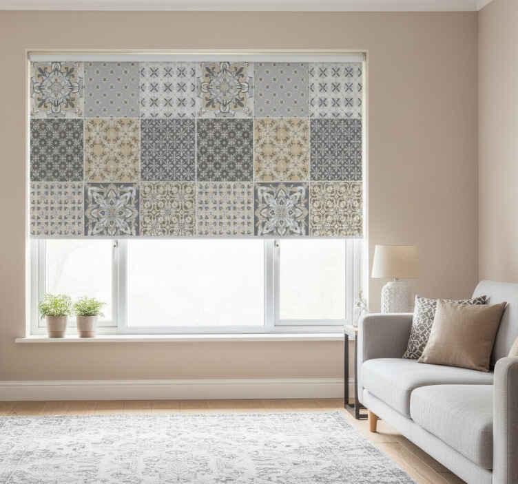 Rullegardin beige med marokkansk fliseflate - Tenstickers