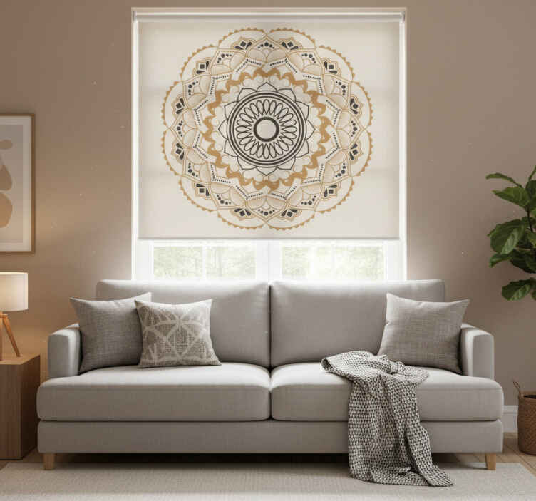 Rullegardin beige med mandala sirkeldesign - Tenstickers