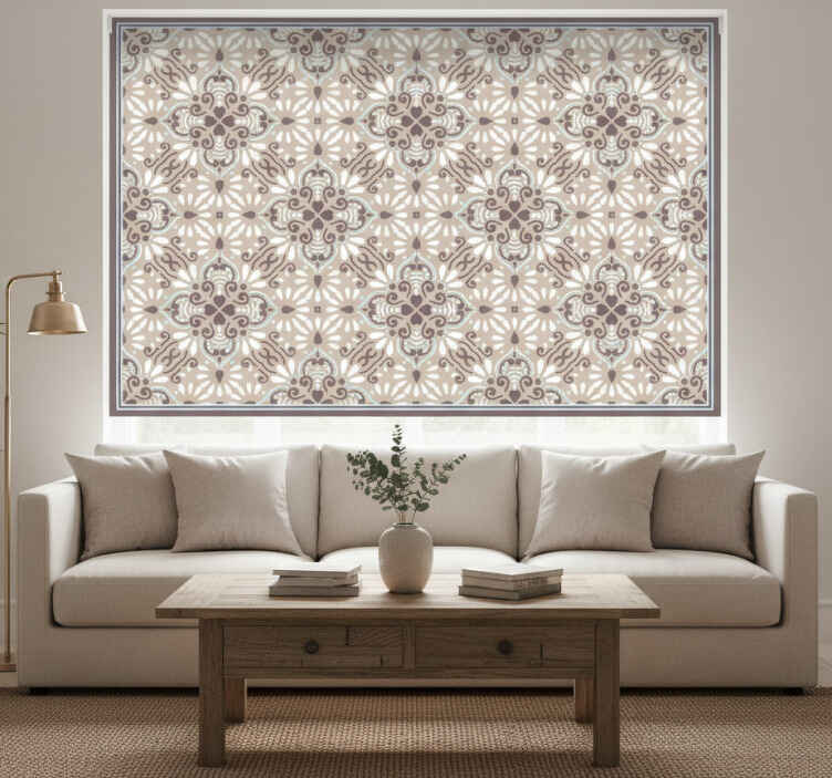 Rullegardin beige hvit mosaikk - Tenstickers