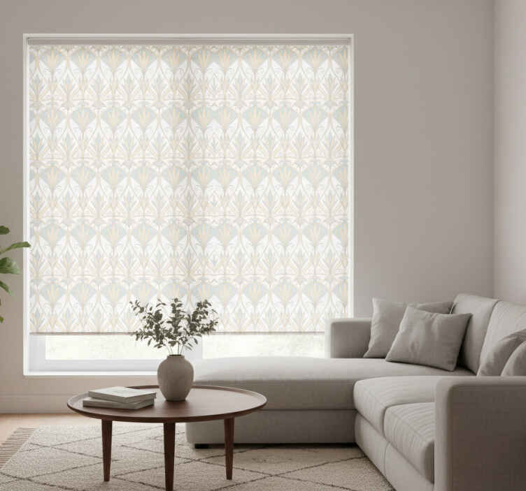 Rullegardin beige botanisk retro blomstermønster - Tenstickers
