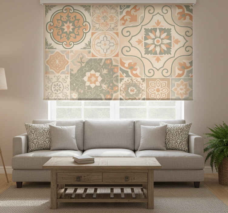 Persiana enrollable beige azulejos de cemento varios tamaños - TenVinilo