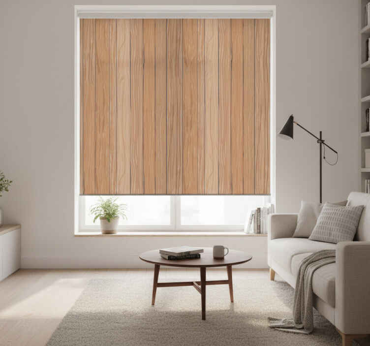Rullegardin beige til lyse treplanker - Tenstickers