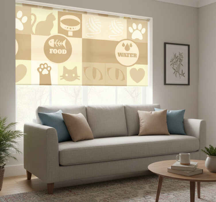 Katteservering vann og mat rullegardin beige - Tenstickers