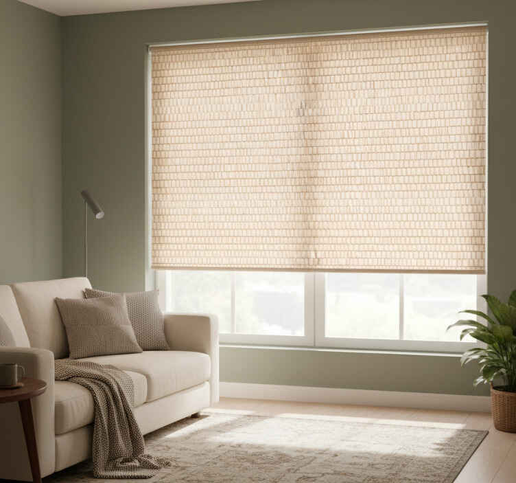 Rullegardin beige med vevd rattanstruktur - Tenstickers