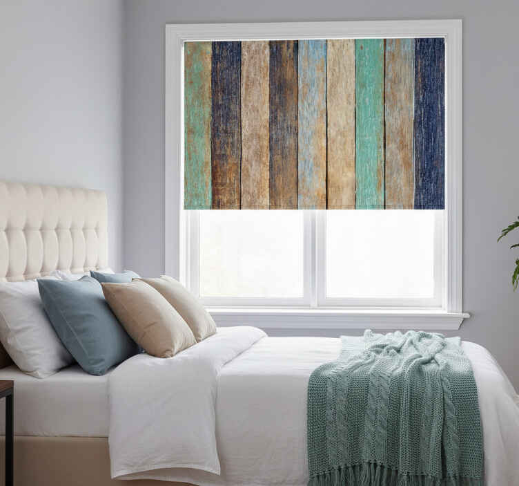 Colorful wooden planks bedroom blind - TenStickers