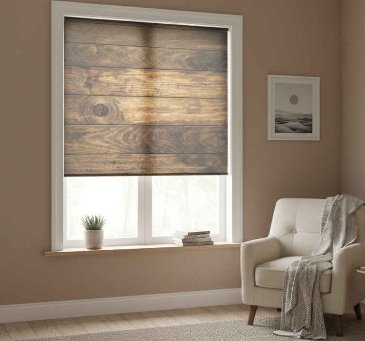 Bedroom blind in brown wooden planks - TenStickers