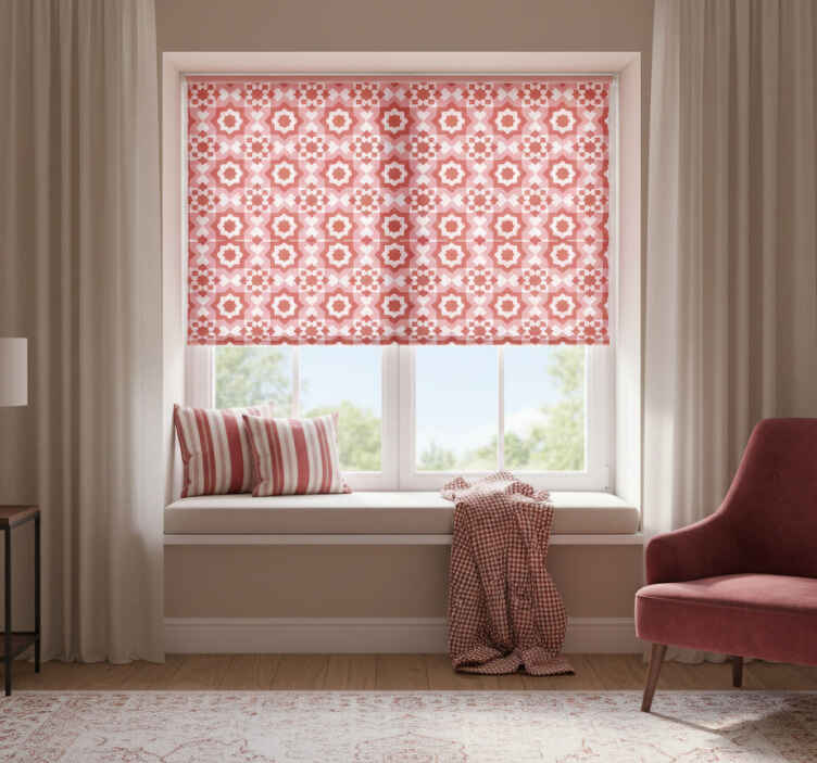Bedroom blind with red squares pattern - TenStickers