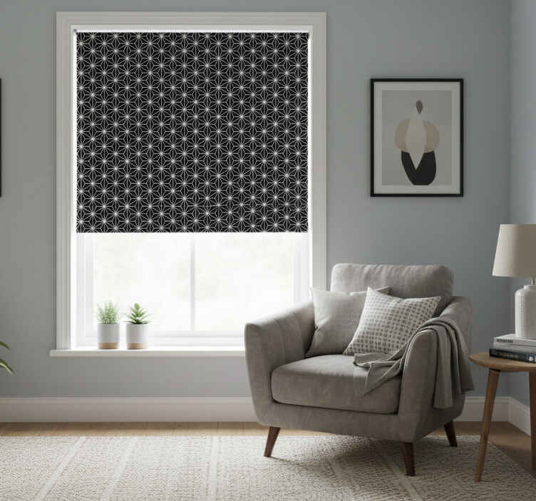Roleta do izby čierno-biele geometrické diamanty - Tenstickers