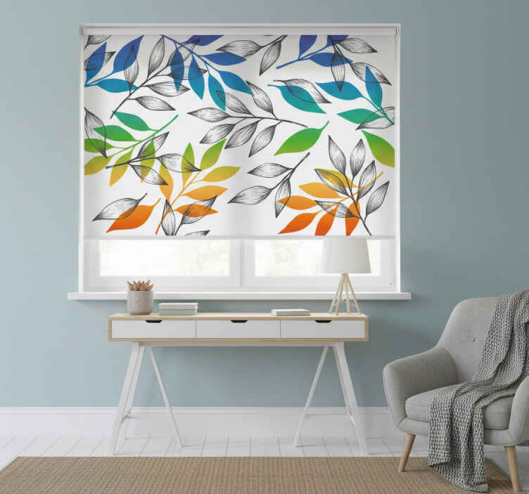 Rainbow leaves motif bedroom blind - TenStickers