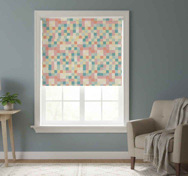 Blind bedroom colorful pastel squares - TenStickers