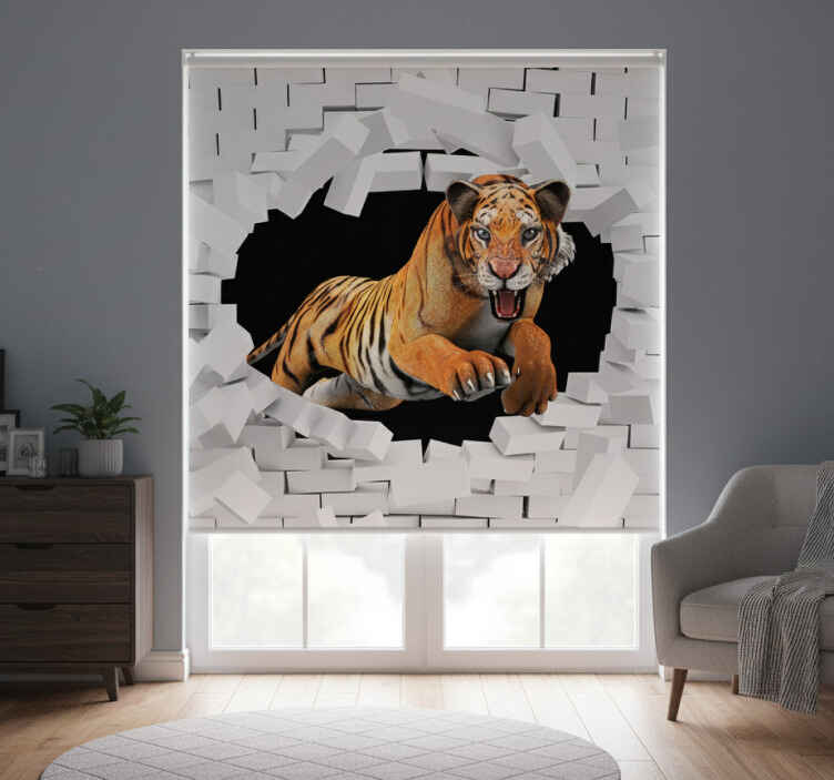 White window blind 3d tiger design - TenStickers