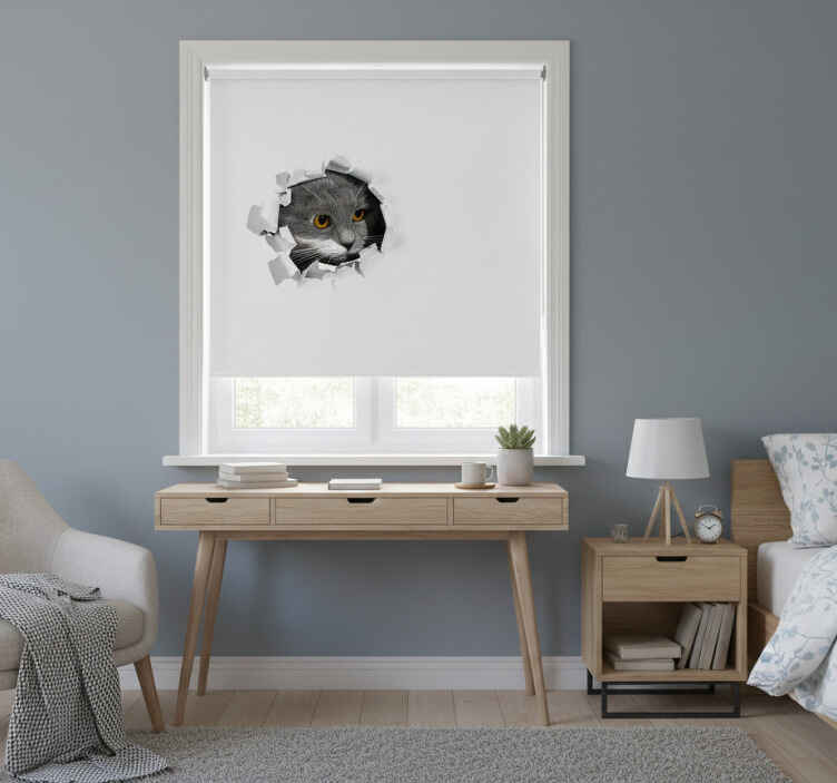 Beyaz stor perde sevimli kedi deseni - TenStickers