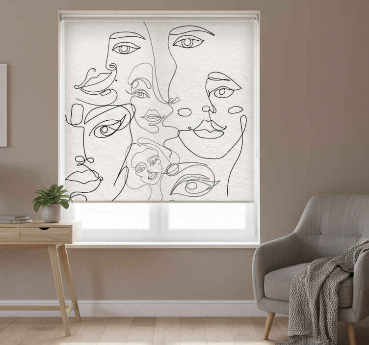 White window blind minimalist face line art - TenStickers