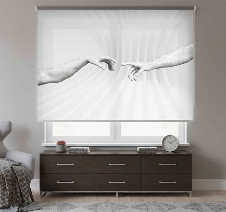 White window blind inspired by the creation of adam - TenStickers