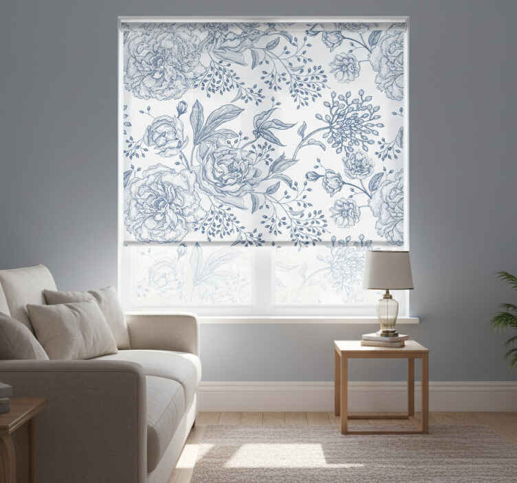 White window blind with retro floral design - TenStickers