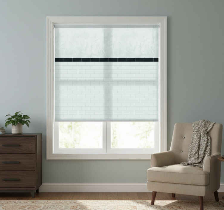 White window blind white tile effect design - TenStickers