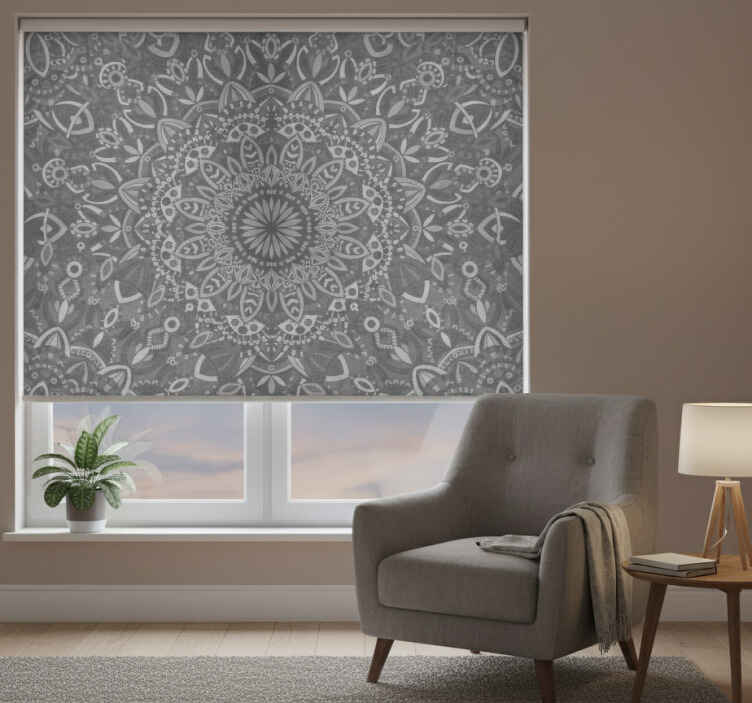 Gri stor perde - karmaşık mandala deseni - TenStickers