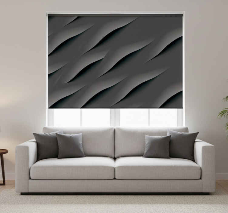 Cortina roller gris patrones de olas grises abstractas - TenVinilo