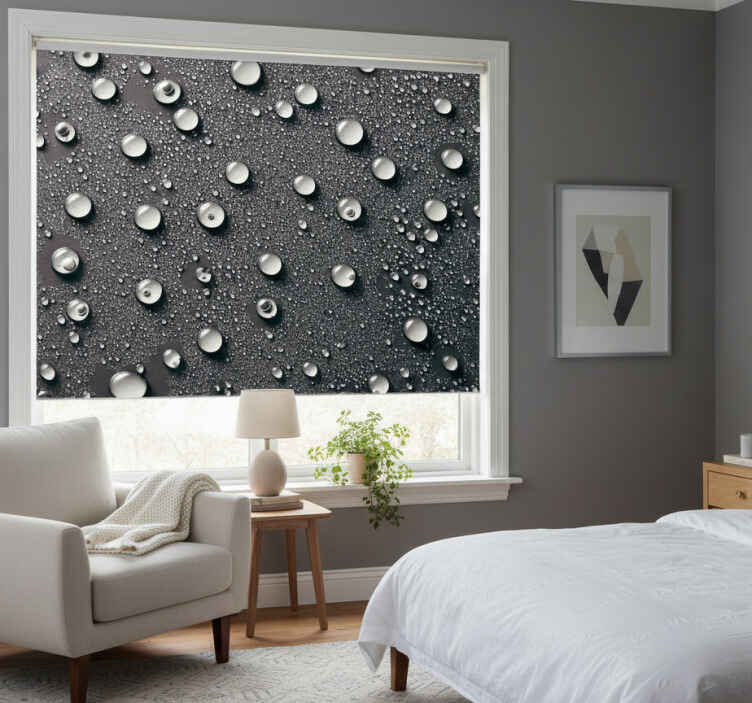 Store enrouleur gris fond de salle de bain bulles d'eau - TenStickers