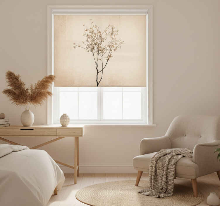 Beige rullaverho japandi tyyli kukka - Tenstickers
