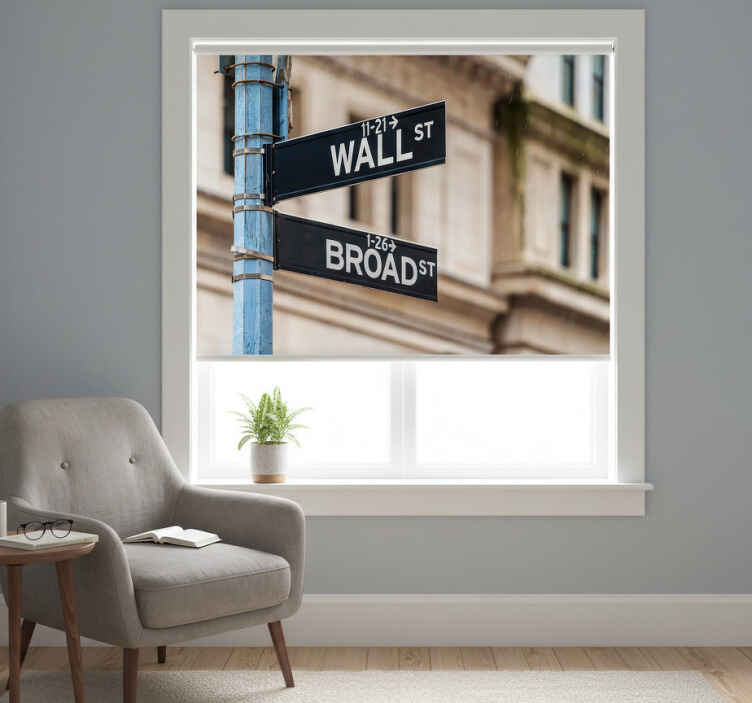 Rullegardin beige new york wall street skilt - Tenstickers