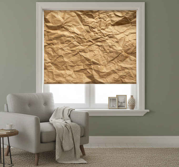 Rullegardin beige i brun rynkepapir - Tenstickers