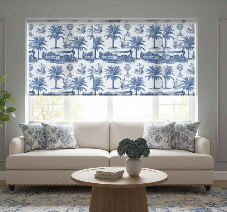 Store à enrouleur vintage motif français bleu - TenStickers