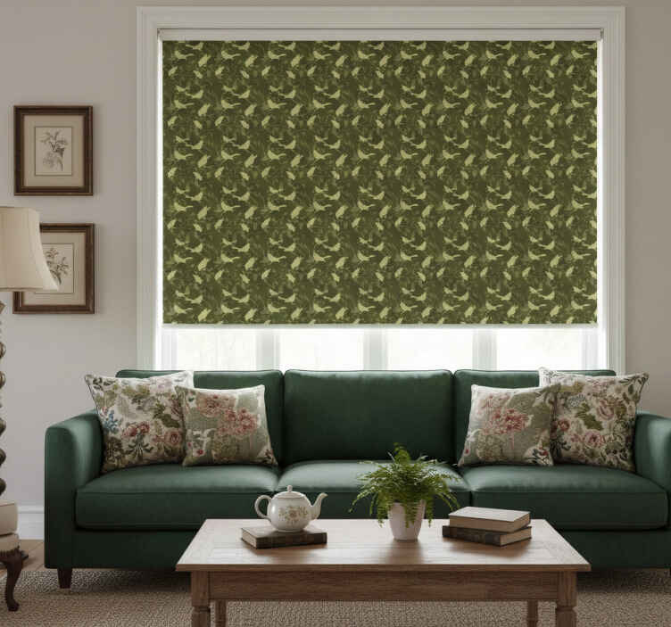 Store à enrouleur vintage motif oiseaux verts victoriens - TenStickers