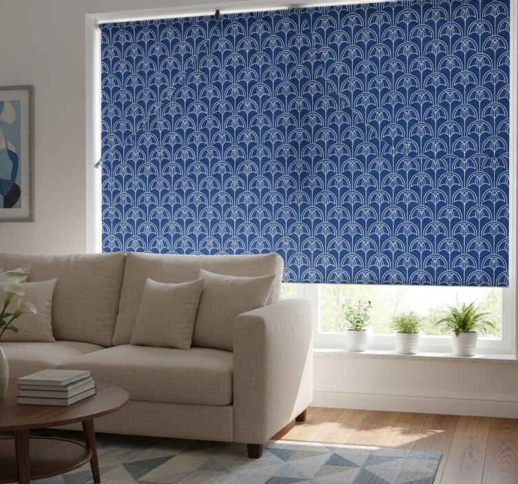 Store à enrouleur vintage arc blanc sur fond bleu - TenStickers