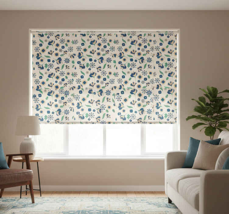 Estore de rolo vintage padrão floral branco provincial - TenStickers