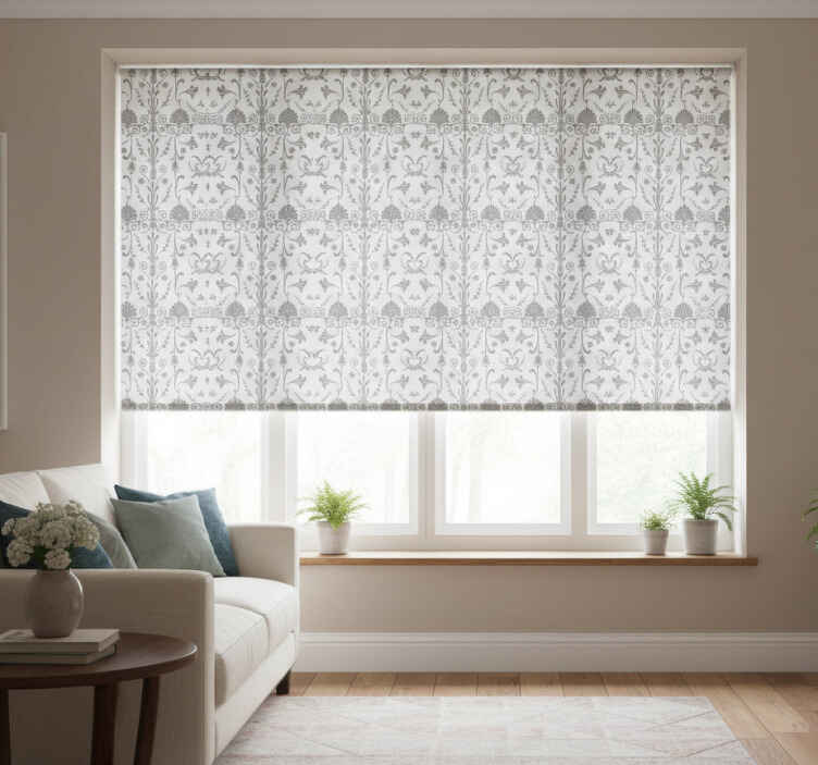Estore de rolo vintage padrão floral cinza provincial - TenStickers