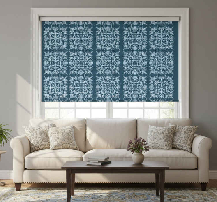 Estore de rolo vintage padrão floral azul provincial - TenStickers