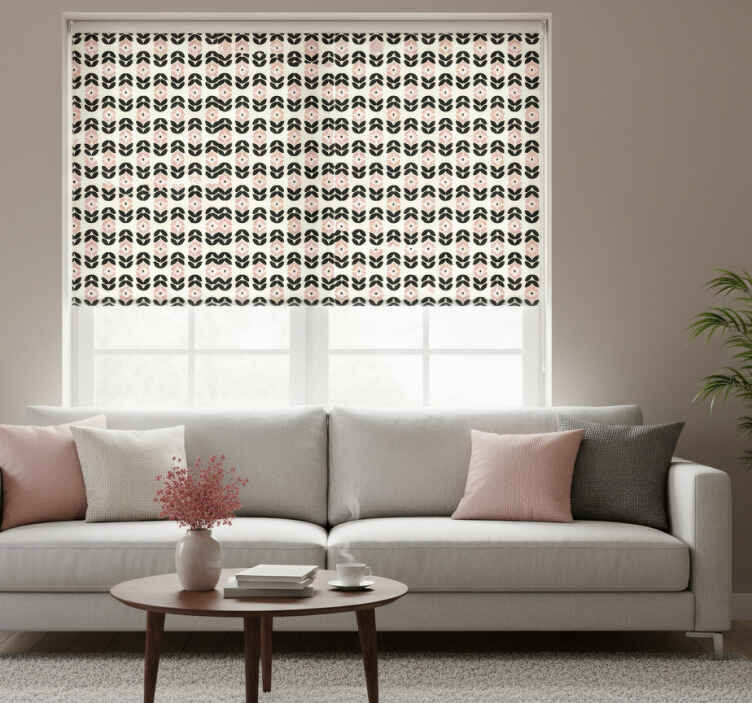 Letnik rolo senčilo rožnati geometrijski cvetlični vzorec - TenStickers