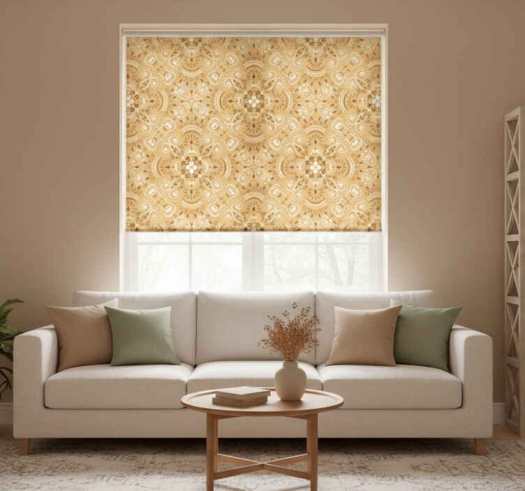 Rollo fenster vintage mit beigem ornamentmuster - TenStickers