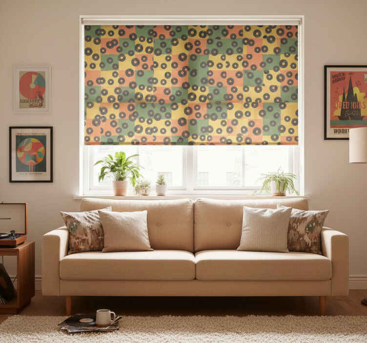 Rollo fenster vintage mit buntem schallplattenmuster - TenStickers