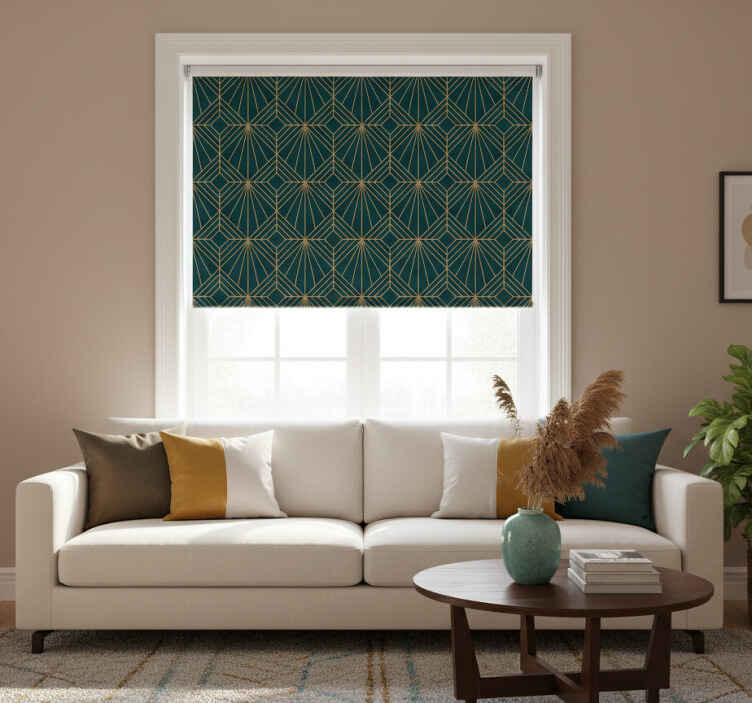 Rollo fenster vintage mit türkisfarbenem diamantmuster - TenStickers