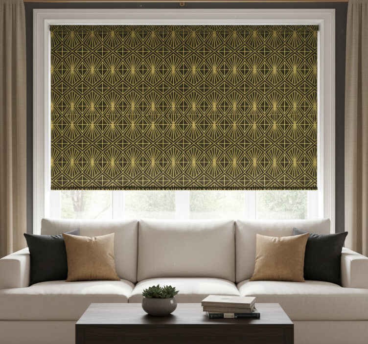 Rollo fenster vintage geometrisches art deco muster gold - TenStickers