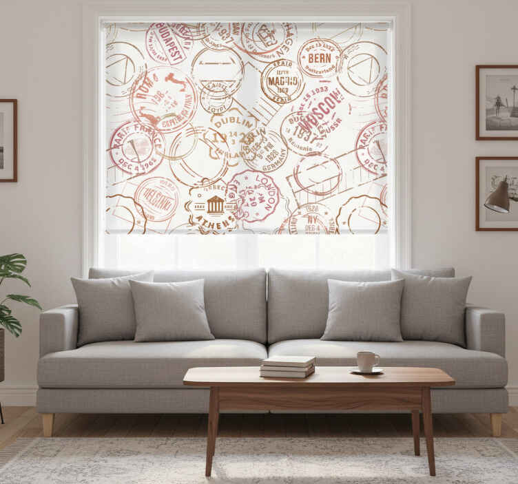 Rollo fenster vintage mit retro-stempeln - TenStickers