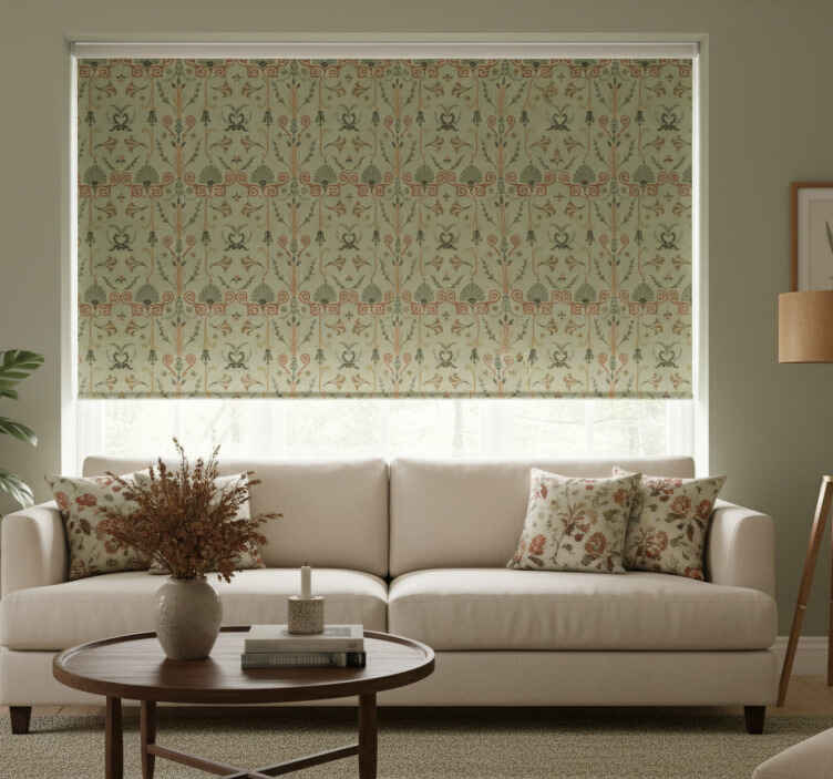 Rollo fenster vintage mit grünem blumenmuster - TenStickers