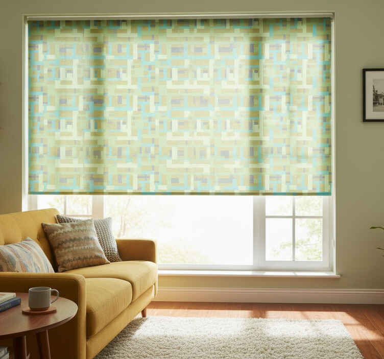 Rollo fenster vintage mit buntem retro rechteckmuster - TenStickers