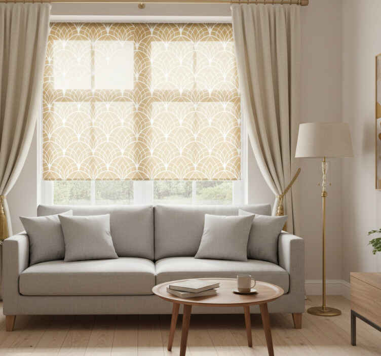 Rollo fenster vintage mit muster in weiß und gold - TenStickers